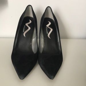 Nina nubuck and patent pumps